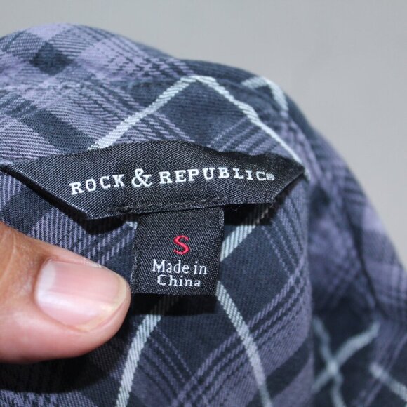 Rock 7 republic Purple Women Button Down Shirt Plaid Long Sleeve Size Small - Picture 6 of 7